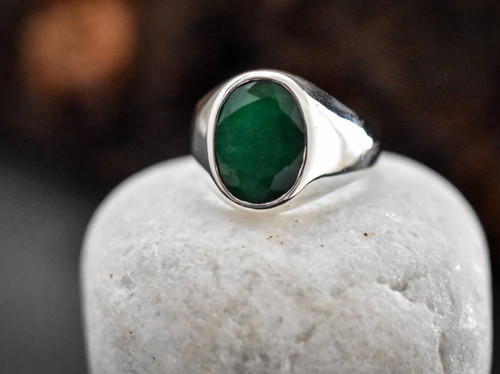 Genuine emerald men - men's, ring
