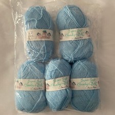 5 x 50g New Sheena Anne Super Soft Baby Double Knitting Wool Baby Blue
