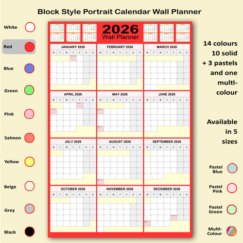 2026 year wall planner block