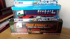 CORGI EDDIE STOBART TY87001 DAF 95 CURTAINSIDE TRAILER AND TY6650 STOBART RAIL