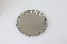 Vintage Silver Plated Tray Vintage Round 12.5” Diameter Pie Crust Edge
