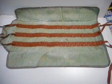 TOOL ROLL. GREEN CANVAS & LEATHER.