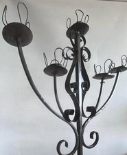 Black gothic floor standing candleabra.Spanish revival candleholder