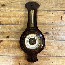 Vintage Wooden Banjo Barometer Thermometer As Found
