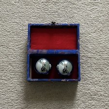 RARE Vintage Chinese Health / Exercise Metal Chiming Baoding Balls Pair