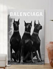 Dog Designer Doberman Fashion Canvas Picture-Framed Print-Poster Paper-Wall Art