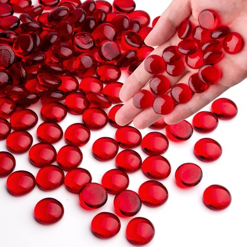 Red glass pebbles 18mm - red,