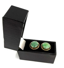 Antique Chinese 14CT Gold & Natural Jade Stud Earrings Art Deco Circa 1920