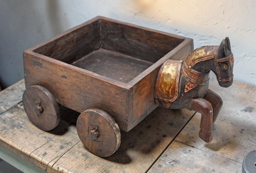 Vintage wooden horse - cart, on