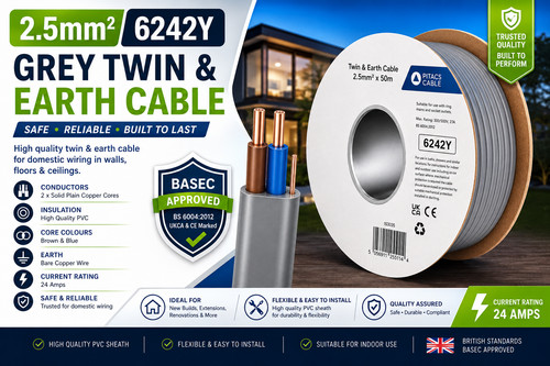 5mm twin earth cable - 2.5mm, 6242y