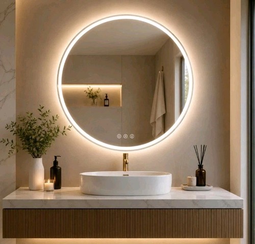 60cm round led bathroom mirror - round,