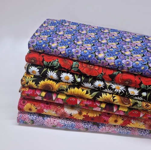 Flower market cotton fabric - market,