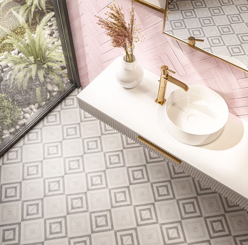 Grey victorian pattern floor - grey,