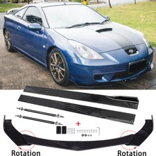 For Toyota Celica GTS Gloss Front Bumper Splitter Lip + Side Skirts + Strut Rods