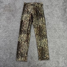 True vintage spandex disco trousers pants leopard print shiny high waist stretch