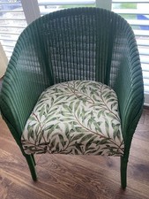 Lush Mid-green Revamped 1957 Lloyd Loom Occasional Chair With Matching Fabric