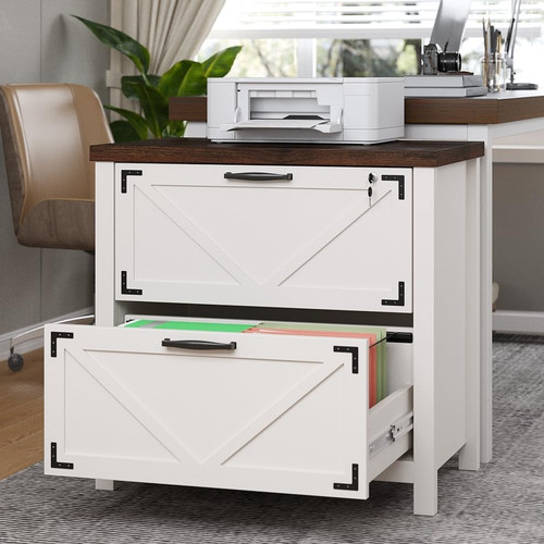 White drawer locking file - white, 2-drawer
