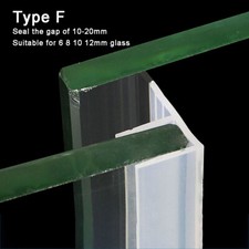 F-Type Bath Door Shower Screen Seal Strip | 6,8,10,12mm Glass | Seal 10-20mm Gap