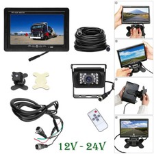 Car Reversing Camera 4Pin + 7" LCD Monitor Truck Bus Van Rear View Kit 12V/24V