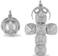 Silver masonic orb ball 925 sterling silver fob opening charm new medium size