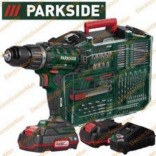 Parkside 20V Cordless Drill Driver Mega Set With 2× 2Ah Battery & Charger + More