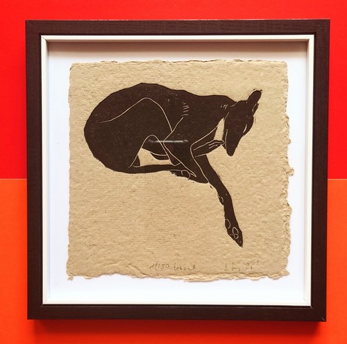 Framed greyhound dog original - greyhound,