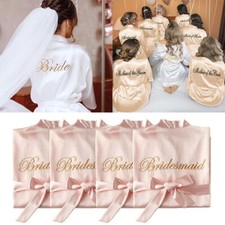 UK Personalized Wedding Robe Bridesmaid Bride Mother Dressing Gown Satin Silk