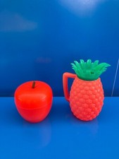 Ice Cube Tray/Ice Bucket APPLE ORANGE, + PITCHER PINEAPPLE Vintage 70s