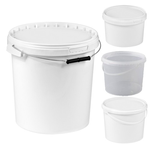 Plastic buckets tubs white - plastic,