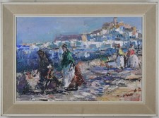 Eivissa, Ibiza, Balearics. Original expressionist oil by  T Munn, dated 1946