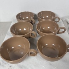 Set Of (6) Milk Chocolate Brown Melamine (Melmac) Cups Stamped "B" 8oz.