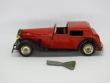 TRI-ANG MINIC 1948 TINPLATE CLOCKWORK 18M RED VAUXHALL TOWN COUPE WITH KEY