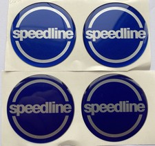 SPEEDLINE ALLOY WHEEL CENTRE CAP DOMED STICKERS X4 HUB SUB BLUE SILVER ALL SIZES