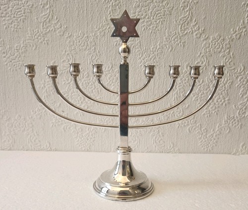 Silver plated vintage menorah - vintage,