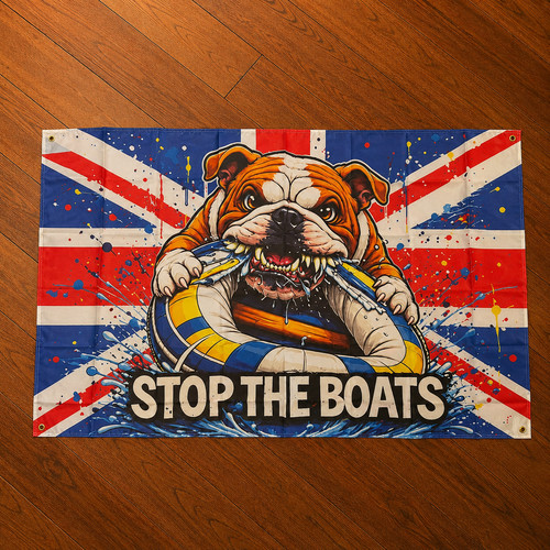 Stop the boats flag 5x3ft - the,