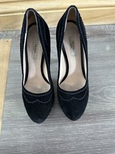 Prada Ladies Black Suede High Heeled Shoes Size 38.5 UK 5.5
