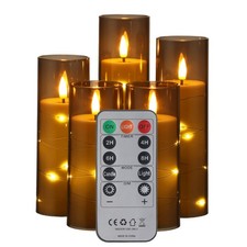 5PCS Flameless LED Pillar Candles with Remote Control and Timer Battery Operated