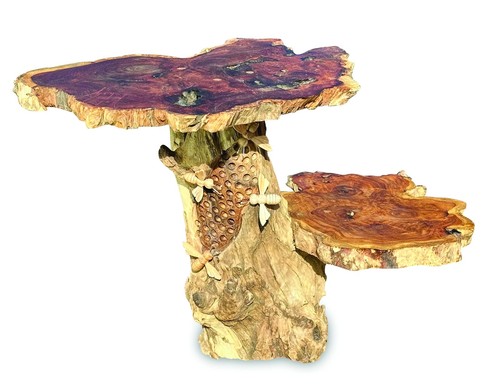 Driftwood beehive lamp table - beehive,