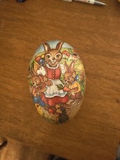 Vintage Paper Mache Rabbit Easter Egg Made In German Democratic Republic 16cm