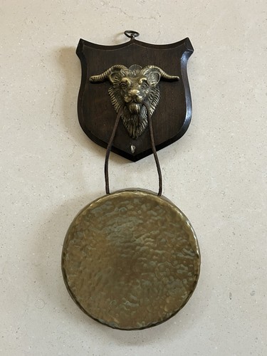 Antique oak brass ram s - brass, ram’s