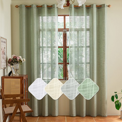 Pair faux linen - 1, sheer