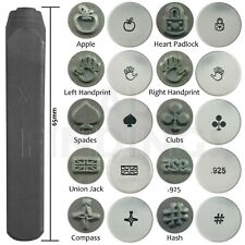 6mm apple padlock unionjack  compass .925 clubs punch metal design stamp tool