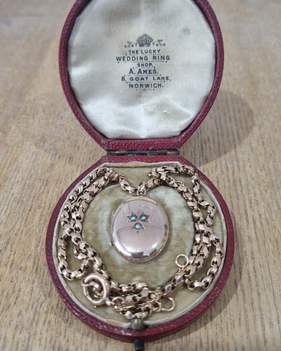 9ct gold antique locket and - gold,
