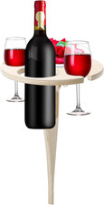 Outdoor Wine Picnic Table, Wooden Folding Rustic Portable round Beach T