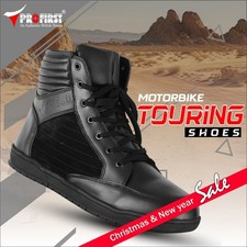 Men Black Motorbike Leather Boots Waterproof Motorcycle Racing Shoes CE Armoured