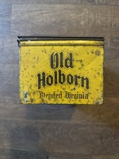 Vintage Old Holborn Blended Virginia Tobacco Tin Yellow Black Patina
