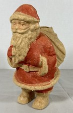 Vintage Pulp Paper Mache Santa Candy Container 9" Early Red Christmas Figure