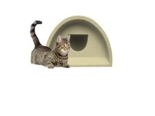 WATERPROOF OUTDOOR CAT SHELTER / KENNEL PLASTIC CAT HOUSE BED POD-Sandstone