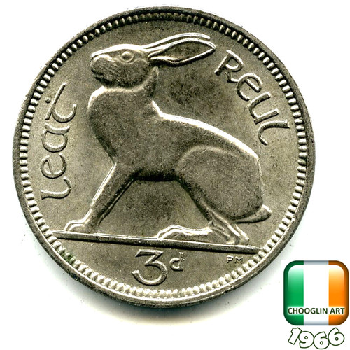 Irish 1966 threepence - irish, 3d