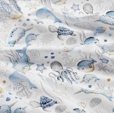 Blue Sea Life Cotton Fabric